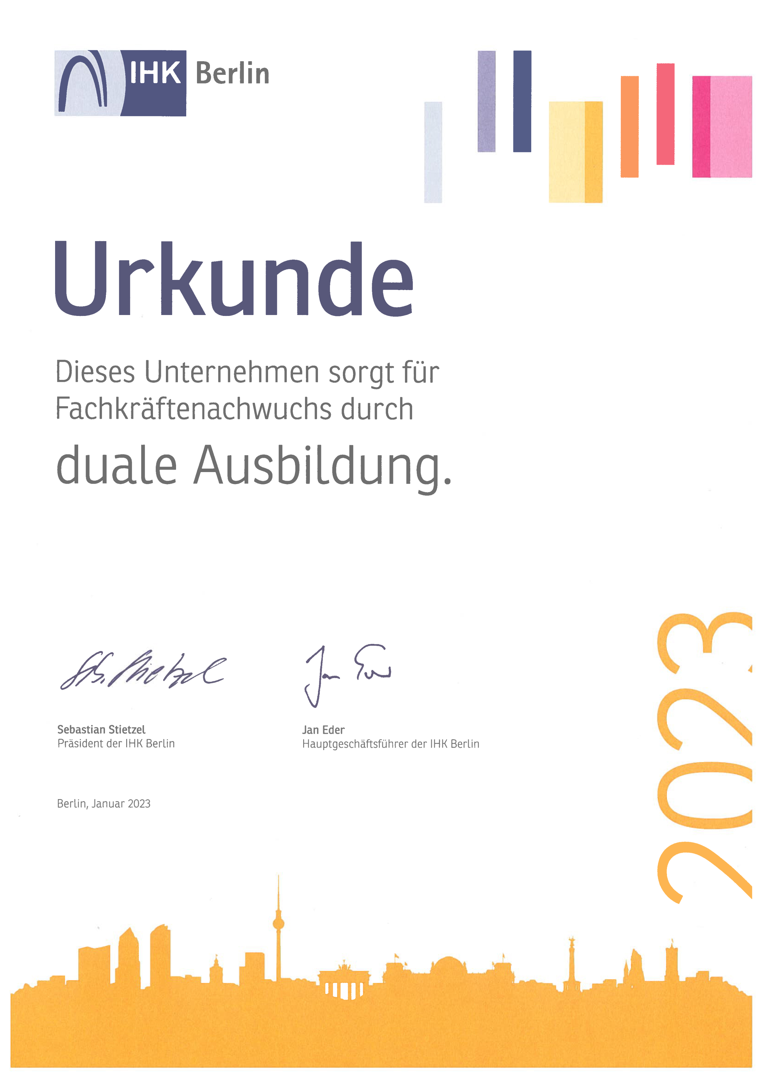 IHK Urkunde TechnoLab GmbH