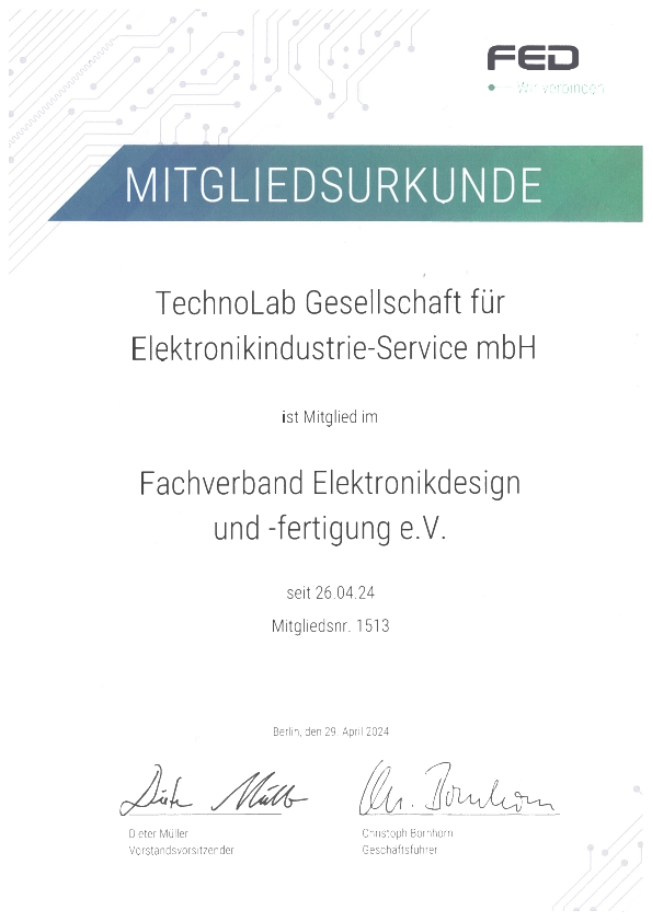 FED-Mitgliedschaft TechnoLab GmbH